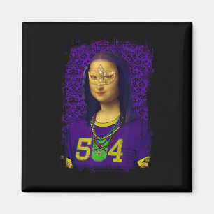 Funny 504 New Orleans Mardi Gras Mona Lisa Mashup Magneet