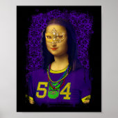 Funny 504 New Orleans Mardi Gras Mona Lisa Mashup Poster (Voorkant)