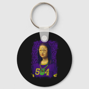 Funny 504 New Orleans Mardi Gras Mona Lisa Mashup Sleutelhanger