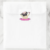 Funny 50 en Fabulous Cute Pug Birthday Vierkante Sticker (Tas)