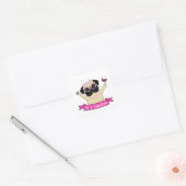 Funny 50 en Fabulous Cute Pug Birthday Vierkante Sticker (Envelop)