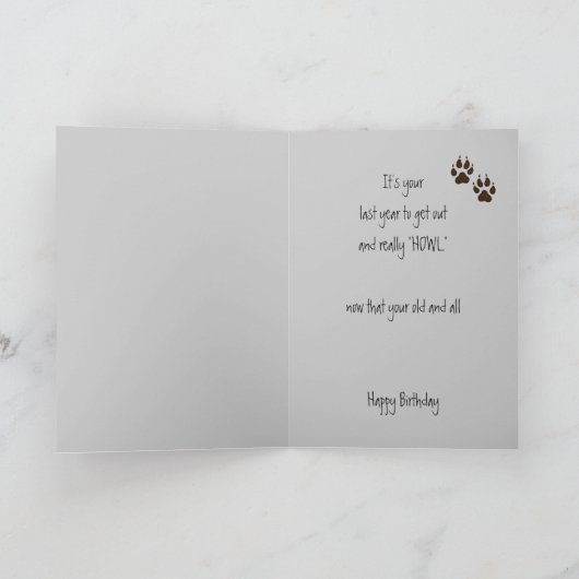 Funny, 50e 59e, Birthday Wolf, Wolven Kaart (Binnen)