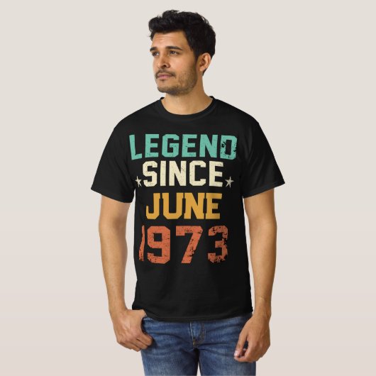 Funny 50th Birthday, 50 Legend sinds 1973 T-shirt (Voorkant volledig)
