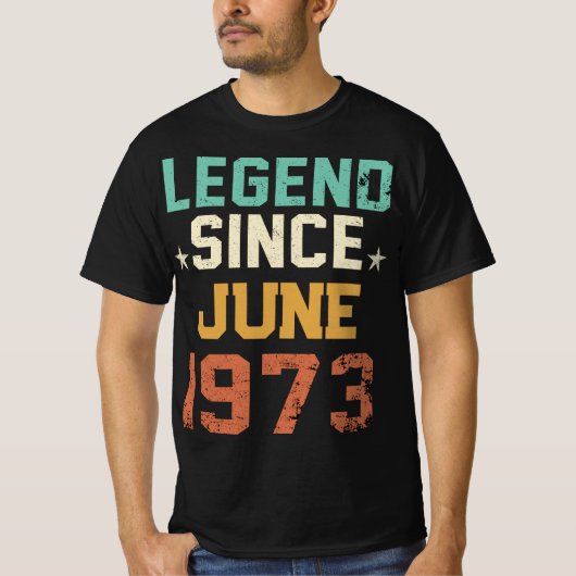 Funny 50th Birthday, 50 Legend sinds 1973 T-shirt (Voorkant)