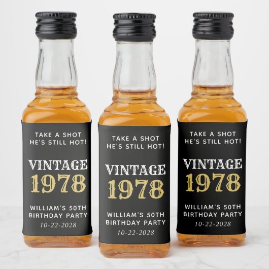 Funny 50th Birthday Black Likeurfles Etiket (Flessen)