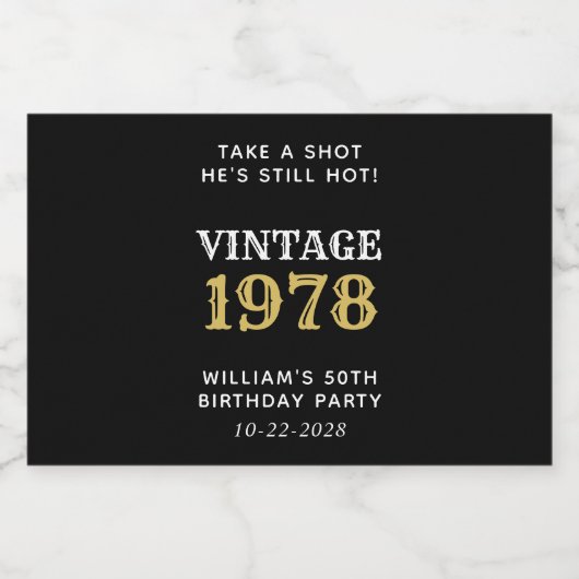 Funny  50th Birthday Black Likeurfles Etiket (Enkel label)