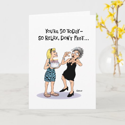 Funny 50th Birthday Card for Women Kaart (Gele Bloem)