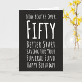 Funny 50th Birthday Cards Fifty And Fabulous Humor Kaart (Gele Bloem)