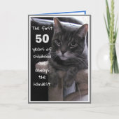 Funny 50th Birthday Cat Kaart (Voorkant)