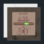 FUNNY 50th Birthday Cigar Invitations Kaart<br><div class="desc">Grote uitnodiging voor het man die van zijn sigaar houdt ...  Manly Man Uitnodiging Eenvoudig maar Perfect ..Sjabloon voor gemakkelijke toegang Mijlpaal of om het even welke leeftijd grafisch door delightfuldole</div>