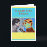 Funny 50th Birthday Colonoscopy with Doctor Kaart<br><div class="desc">foto's van dokter en patiënt versieren de cover van deze grappige verjaardagskaart voor iemand die 50 wordt. Fijne 50ste verjaardag,  papieren wenskaart met colonoscopiethema. Kunst,  afbeelding en vers copyright © Shoaff Ballanger Studios,  2022.</div>