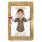 Funny 50th Birthday Glam Cartoon Proost op 50 Magneet (Verticaal)