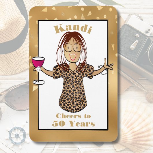 Funny 50th Birthday Glam Cartoon Proost op 50 Magneet