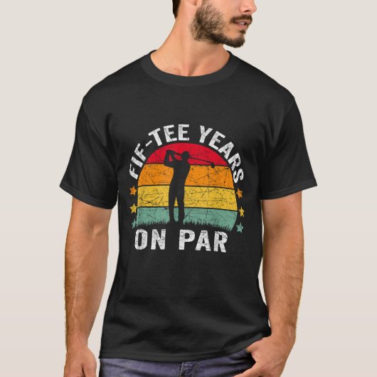 Funny 50th Birthday Golf Pun Retro Sunset 50 Year T-shirt (Voorkant)