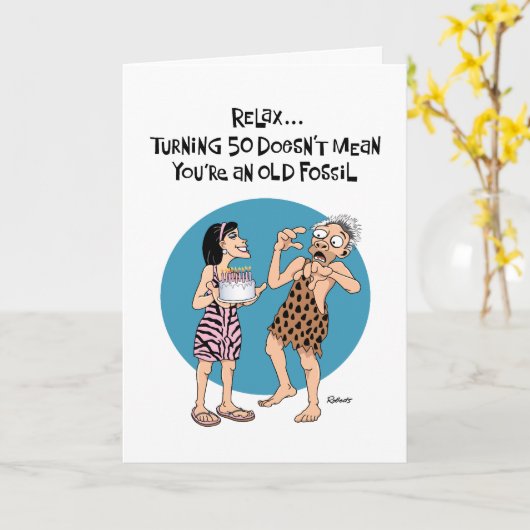 Funny 50th Birthday Kaart (Gele Bloem)
