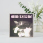 Funny 50th Birthday (Kat) Kaart (Staand voorkant)