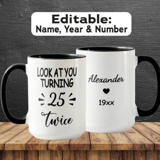 Funny 50th Birthday Mug – Custom Name & Birth Year Mok