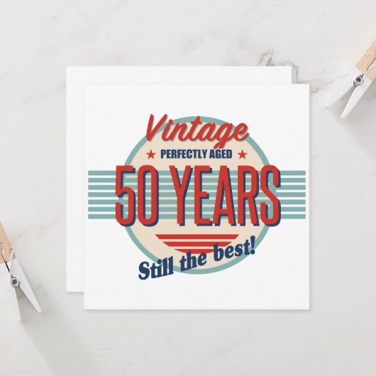 Funny 50th Birthday Old Fashioned Kaart (Voorkant / Achterkant in situ)