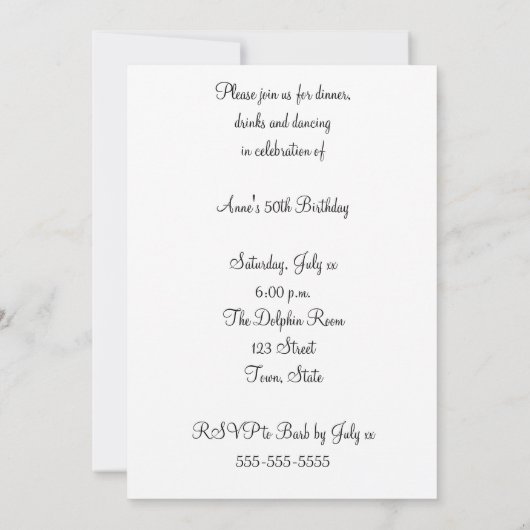 Funny, 50th Birthday Party Invitation Kaart (Achterkant)