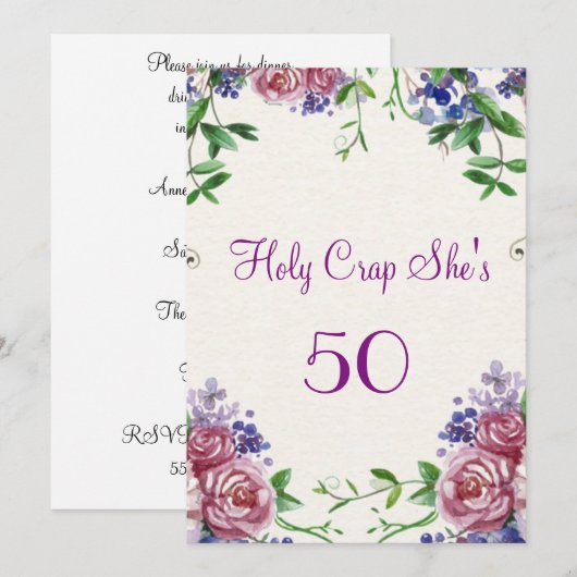 Funny, 50th Birthday Party Invitation Kaart (Voorkant / Achterkant)