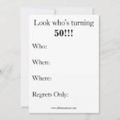 Funny 50th Birthday Party Invitations Kaart (Achterkant)