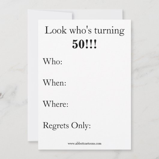 Funny 50th Birthday Party Invitations Kaart (Achterkant)