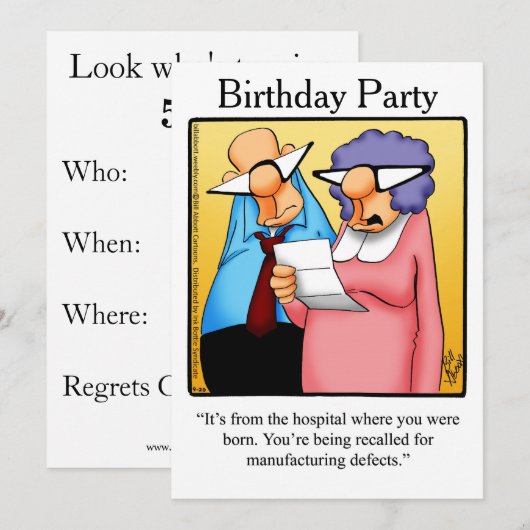 Funny 50th Birthday Party Invitations Kaart (Voorkant / Achterkant)