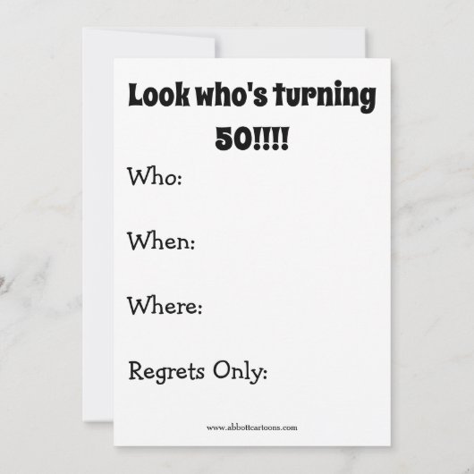Funny 50th Birthday Party Invitations Kaart (Achterkant)