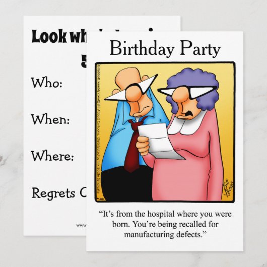 Funny 50th Birthday Party Invitations Kaart (Voorkant / Achterkant)
