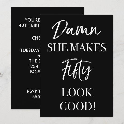 Funny 50th Birthday Party Kaart (Voorkant / Achterkant)