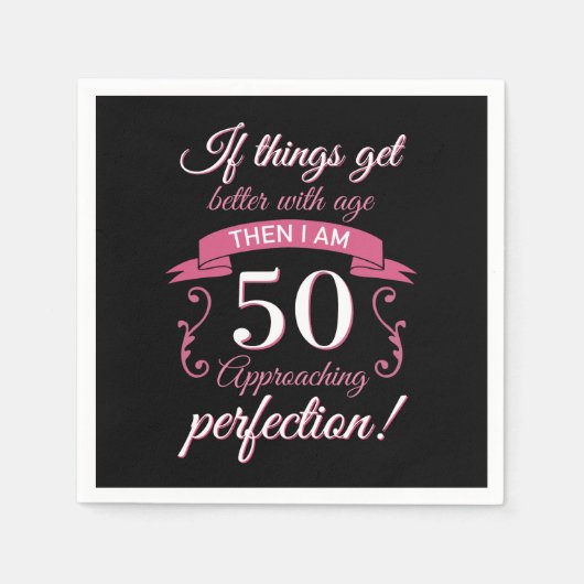 Funny 50th Birthday 'Perfection' Servet (Voorkant)