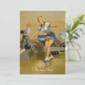 Funny 50th Birthday  Pin Up Girl Bowling Kaart (Staand voorkant)