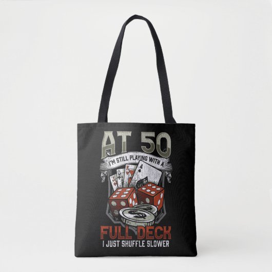 Funny 50th Birthday Poker Player Cards Gambling Tote Bag (Voorkant)