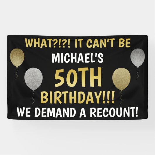 Funny 50th Birthday (Recount) Spandoek (Horizontaal)