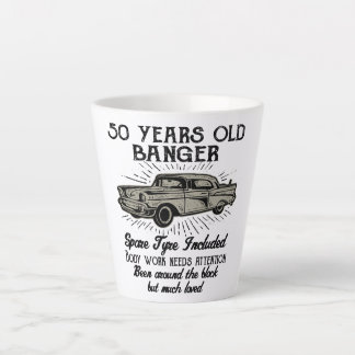 Funny 50th Birthday Retro Car Banger Add Name Date Latte Mok