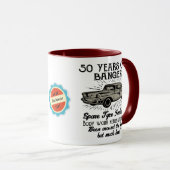 Funny 50th Birthday Retro Car Banger Add Name Date Mok (Voorkant rechts)