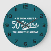 Funny 50th Birthday Retro Typography Grote Klok (Voorkant)