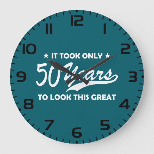 Funny 50th Birthday Retro Typography Grote Klok (Voorkant)