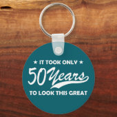 Funny 50th Birthday Retro Typography Sleutelhanger (Voorkant)