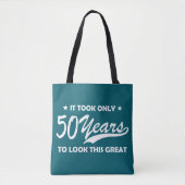 Funny 50th Birthday Retro Typography Tote Bag (Voorkant)
