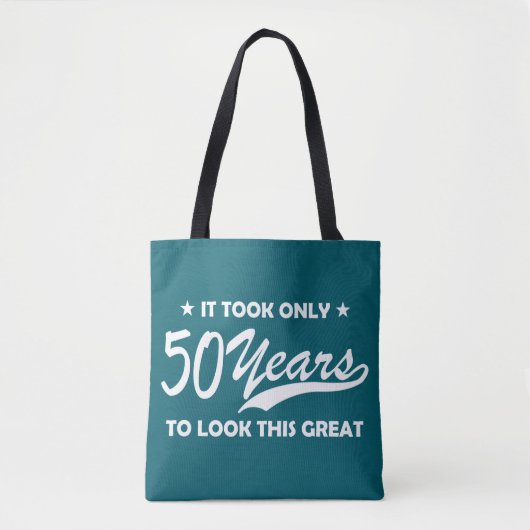 Funny 50th Birthday Retro Typography Tote Bag (Voorkant)