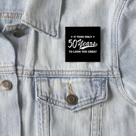 Funny 50th Birthday Retro Typography Vierkante Button 5,1 Cm (In situ)