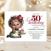 Funny 50th birthday woman whimsical party card kaart