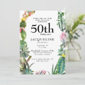 Funny 50th Cactus Prickly, Bitchy & Fabulous White Kaart (Staand voorkant)