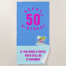 Funny 50th verjaardagskrant, strandhanddoek