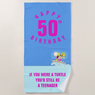 Funny 50th verjaardagskrant, strandhanddoek strandlaken