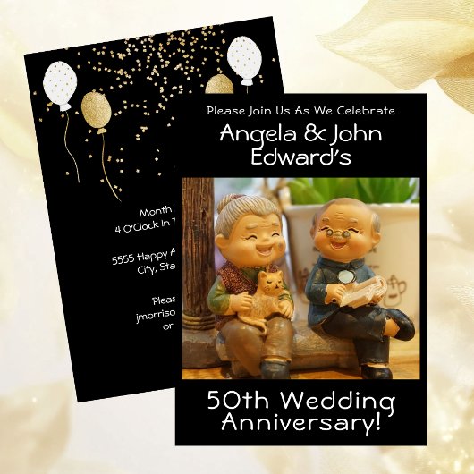 Funny 50th Wedding Anniversary with Couple's Names Kaart