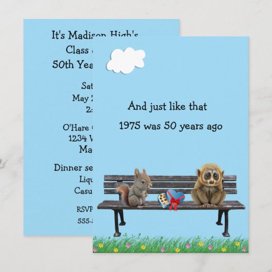 Funny 50th Year Reunion Invitation Kaart (Voorkant / Achterkant)