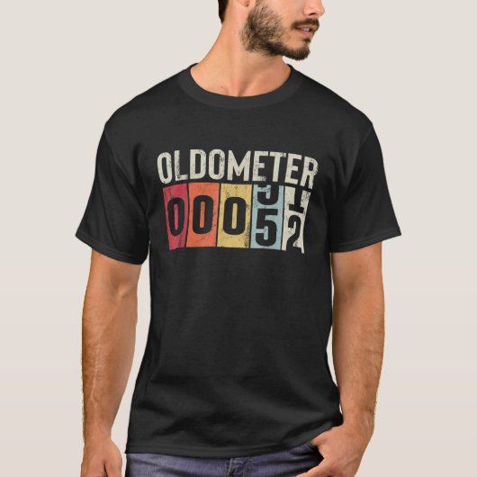 Funny 52 jaar oude Oldometer  52e verjaardag T-shirt (Voorkant)