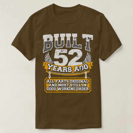 Funny 52e Verjaardag Shirt Vintage 52 jaar A (Design voorkant)